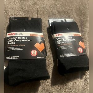 CVS Health Copper-Treated Light Compression Socks 1- pair Unisex S/M lot of 2